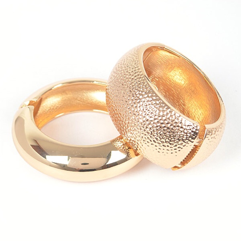 2PC Gold Textured Stacking Bracelet - Picture 4 of 4